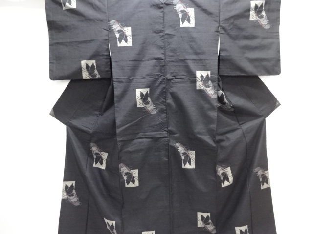 JAPANESE KIMONO / TSUMUGI KIMONO / BUTTERFLY PATTERN WOVEN OF COLORED 